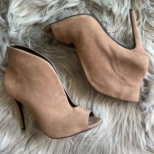 SCHUTZ SUEDE PEEP-TOE BOOTIE-SHOES